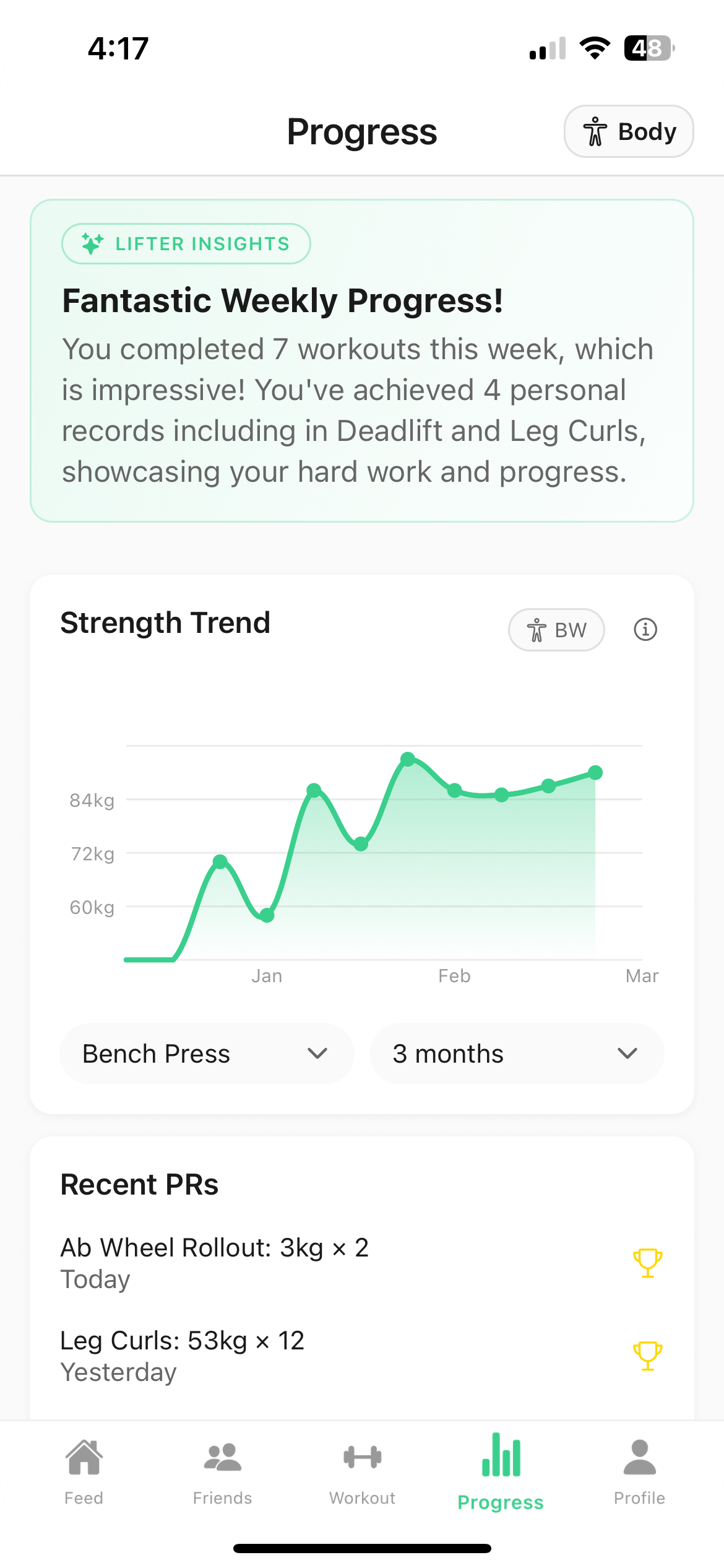 LIFTER AI insights screen